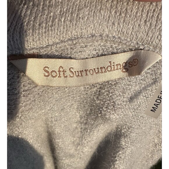 Soft Surroundings Waterfall Cardigan Sweater Womens M Gray Open Front Drape Knit - Picture 8 of 12